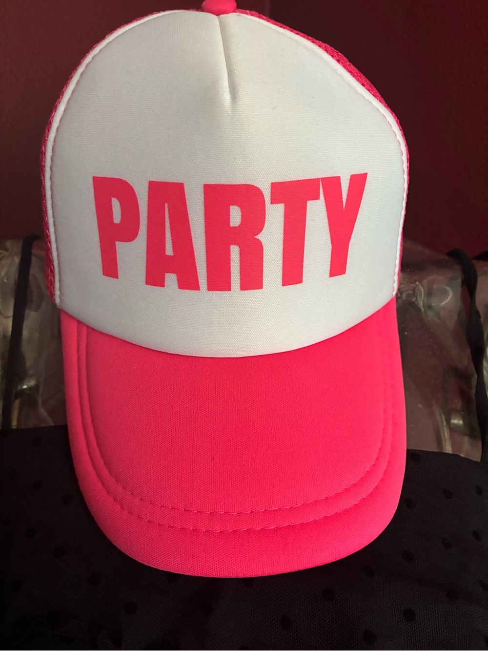Party Trucker Hat - Hot Pink and White